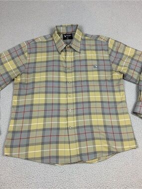 Local Boy Outfitters Shirt Men's Large Plaid  Yellow & Gray Button-Down